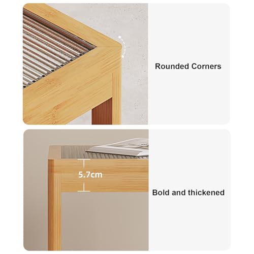 Nesting Glass End Table Set of 2 Bamboo L952