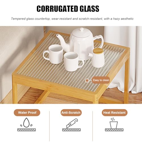 Nesting Glass End Table Set of 2 Bamboo L952