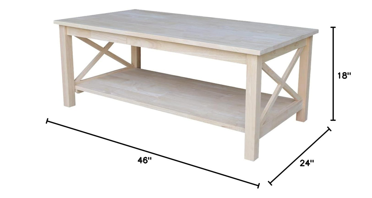 Unfinished Solid Wood Coffee Table N588