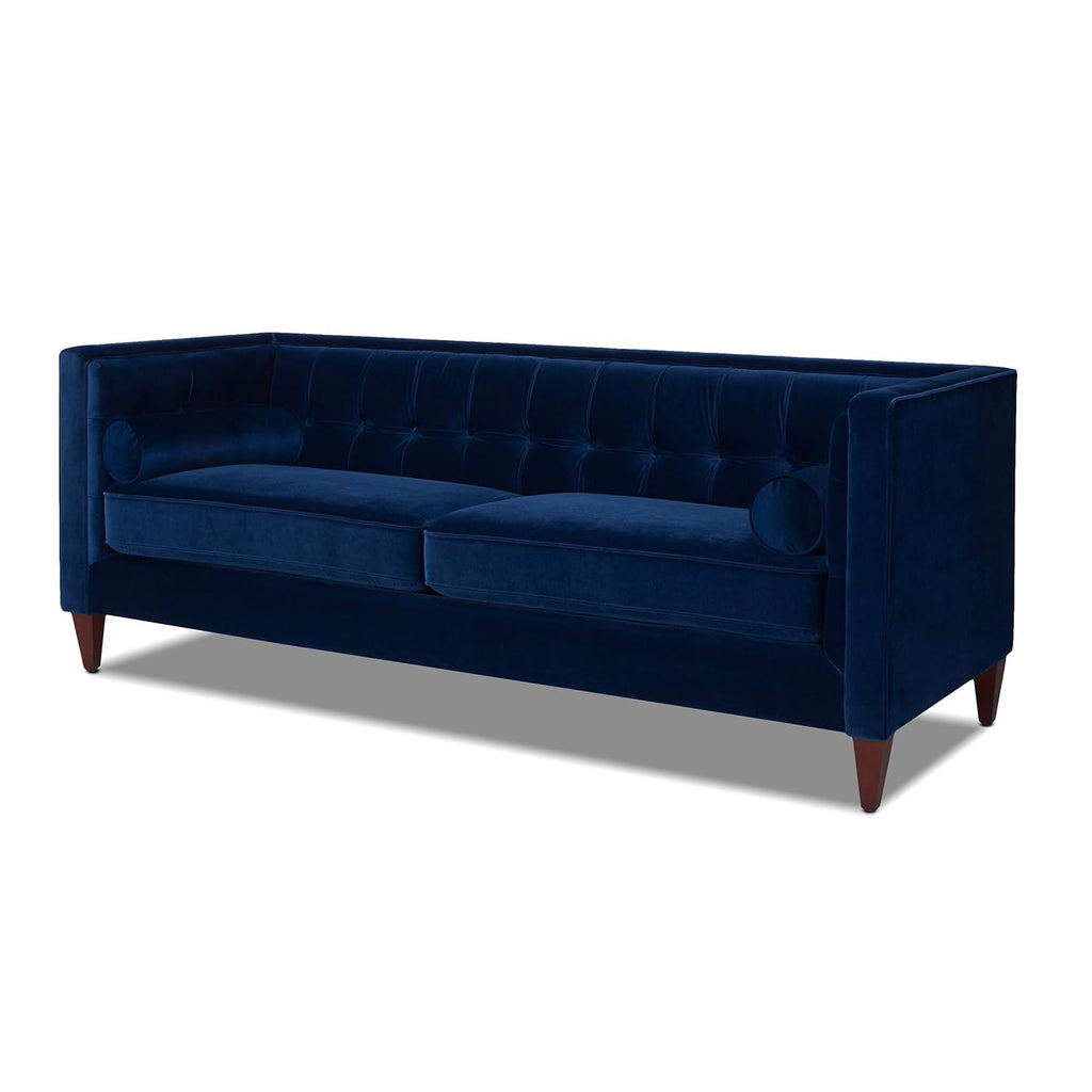 Navy Blue Velvet Tufted Sofa Y79388