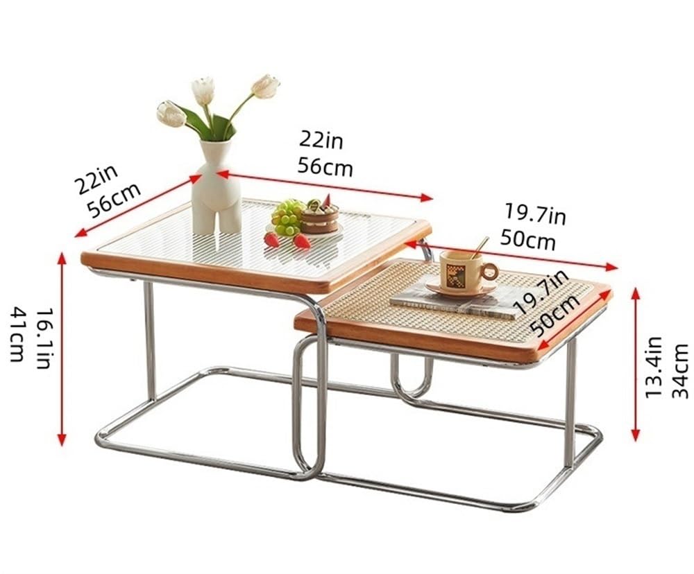Square Coffee Table Set of 2 Rattan N73392