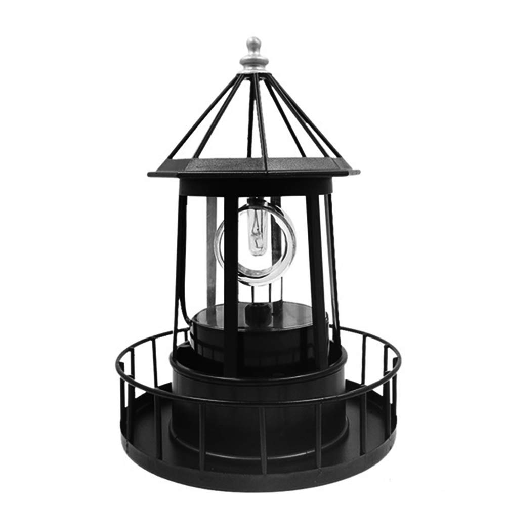 Black Solar LED Lighthouse Garden Decoration I364797