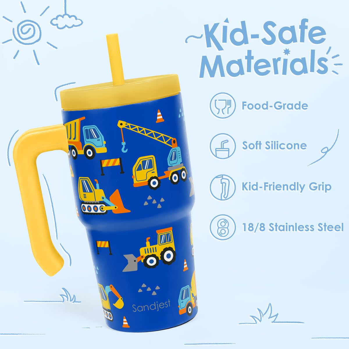 20oz Insulated Stainless Steel Tumbler with Handle and Straw Lid Z701555