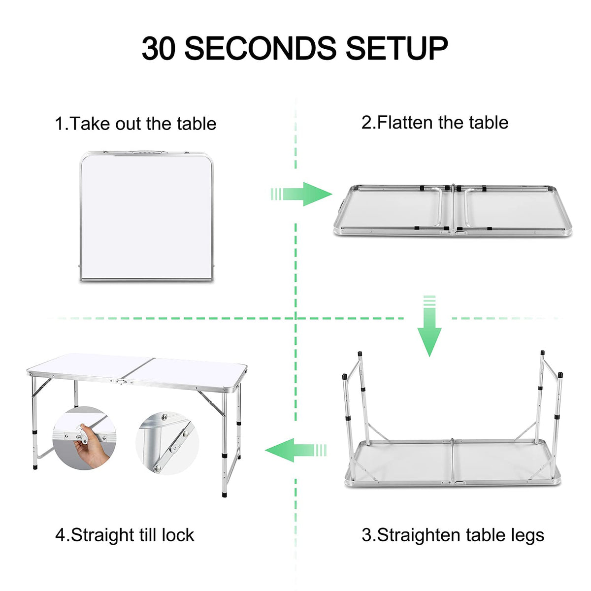 4 FT Aluminum Height Adjustable Folding Camping Table T277