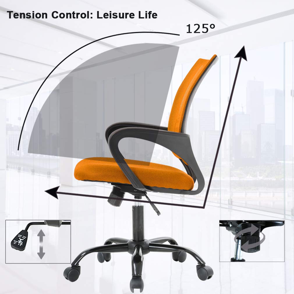 Orange Mesh Office Chair with Lumbar Support N64075