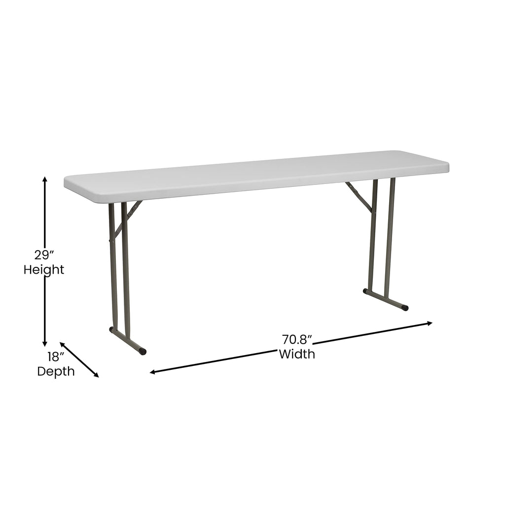 6-Foot White Plastic Folding Training Table F511