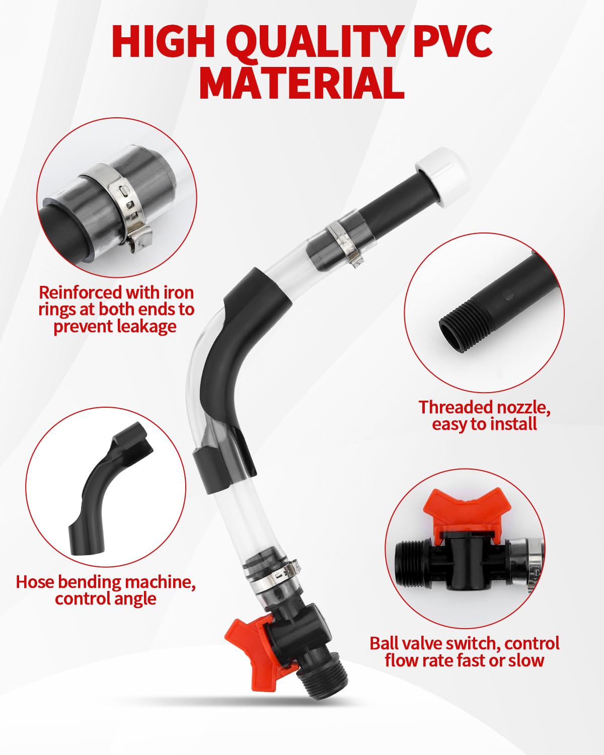 15 Inch Fuel Filler Hose Spout Replacement with Ball Valve A989737