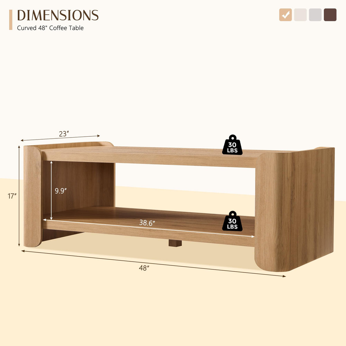 48" 2-Tier Storage Coffee Table C14840