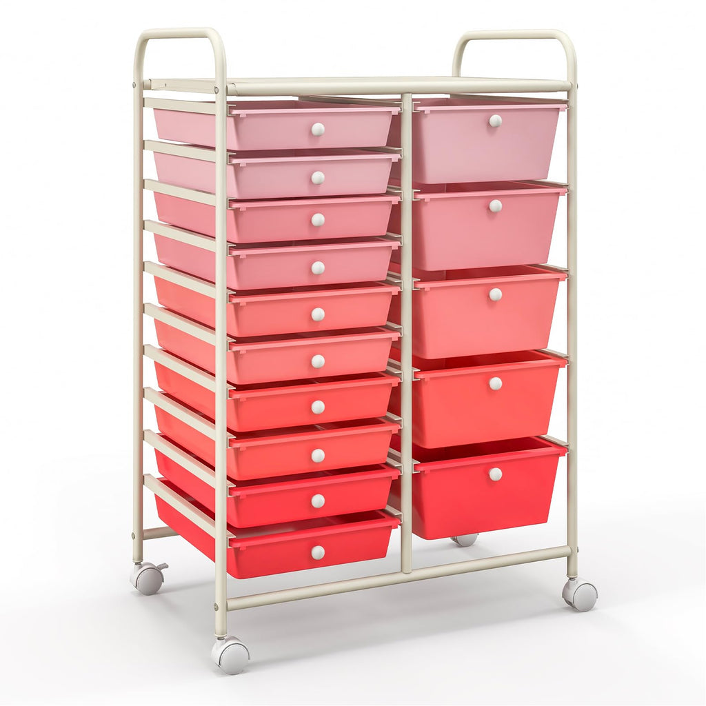 15 Drawer Multicolor Rolling Storage Cart D716262