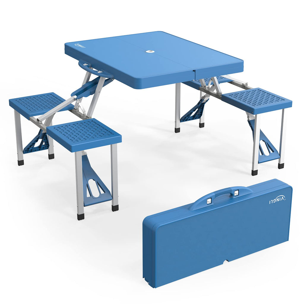 4 Ft Folding Picnic Table Set with 4 Seats D980030