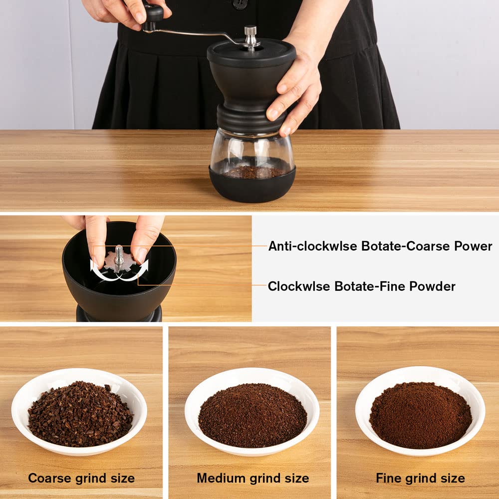Manual Coffee Grinder 48 Adjustable Settings 80g Conical Burr 2 Jars Q461854