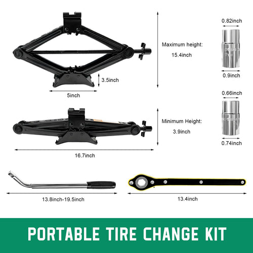 2 Ton Portable Scissor Jack Kit with Lug Wrench U1118