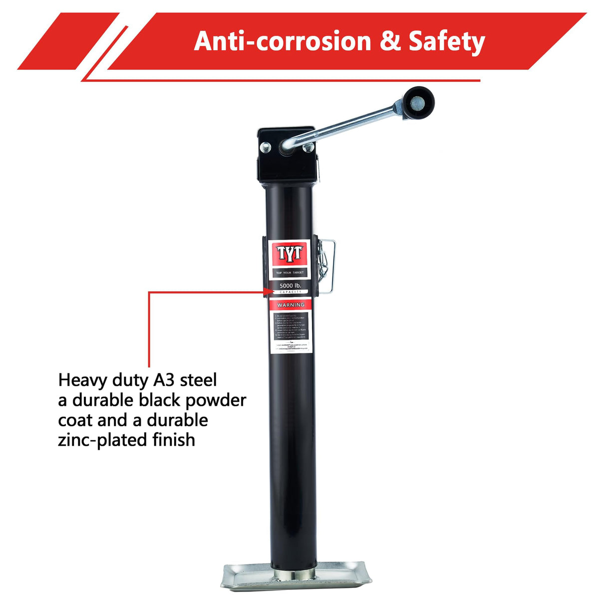 5000lbs Weld On Swivel Trailer Jack, 15" Vertical Travel L384