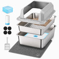 Stainless Steel Sifting Litter Box with Lid G23315