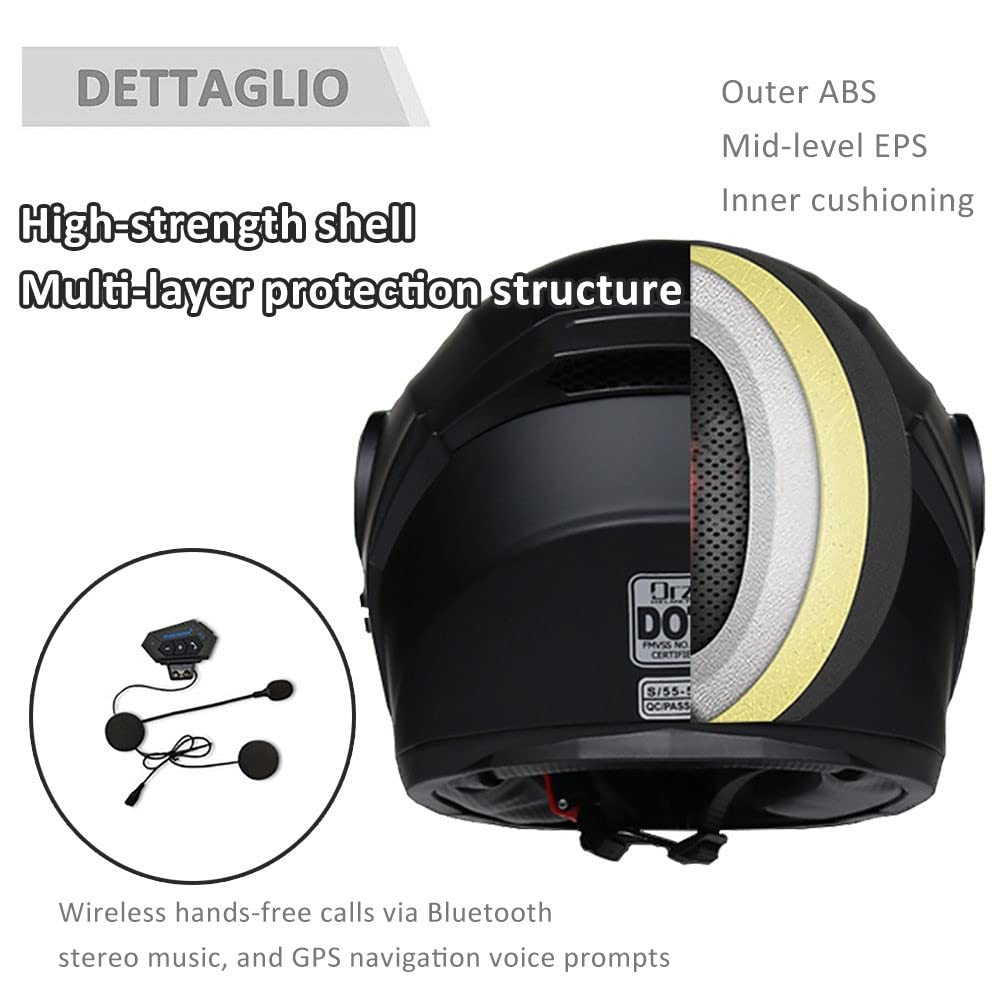 Bluetooth Modular Motorcycle Helmet DOT/ECE Approved Full Face Flip up Anti-Fog Double Visor Built-in Dual Speaker with Microphone W476