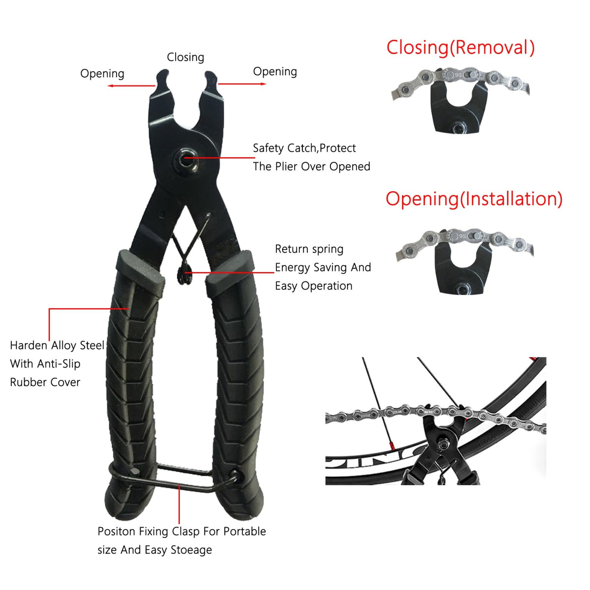 Bike Chain Breaker Tool Set Chain Checker 1-12 Speed C3561