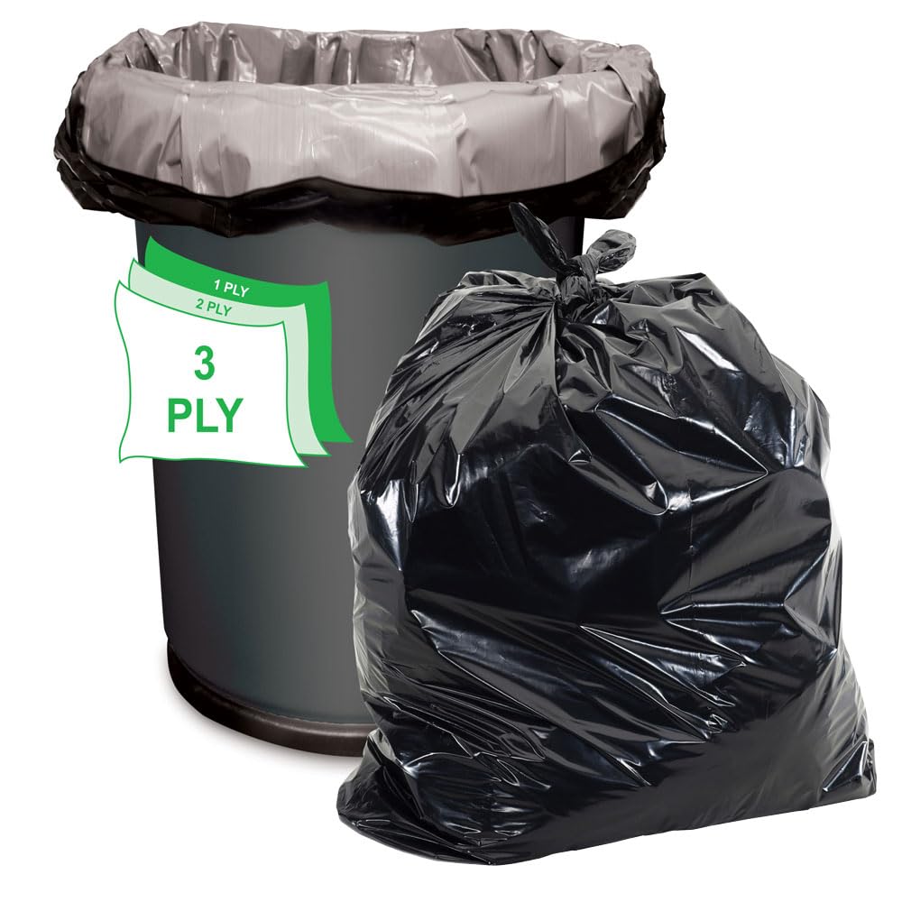 44 Gallon Black Heavy Duty Trash Bags Pack of 100 A858268