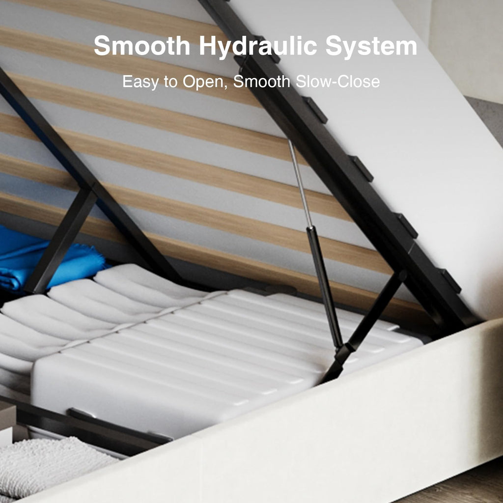 White Queen Lift Up Storage Bed Frame T214