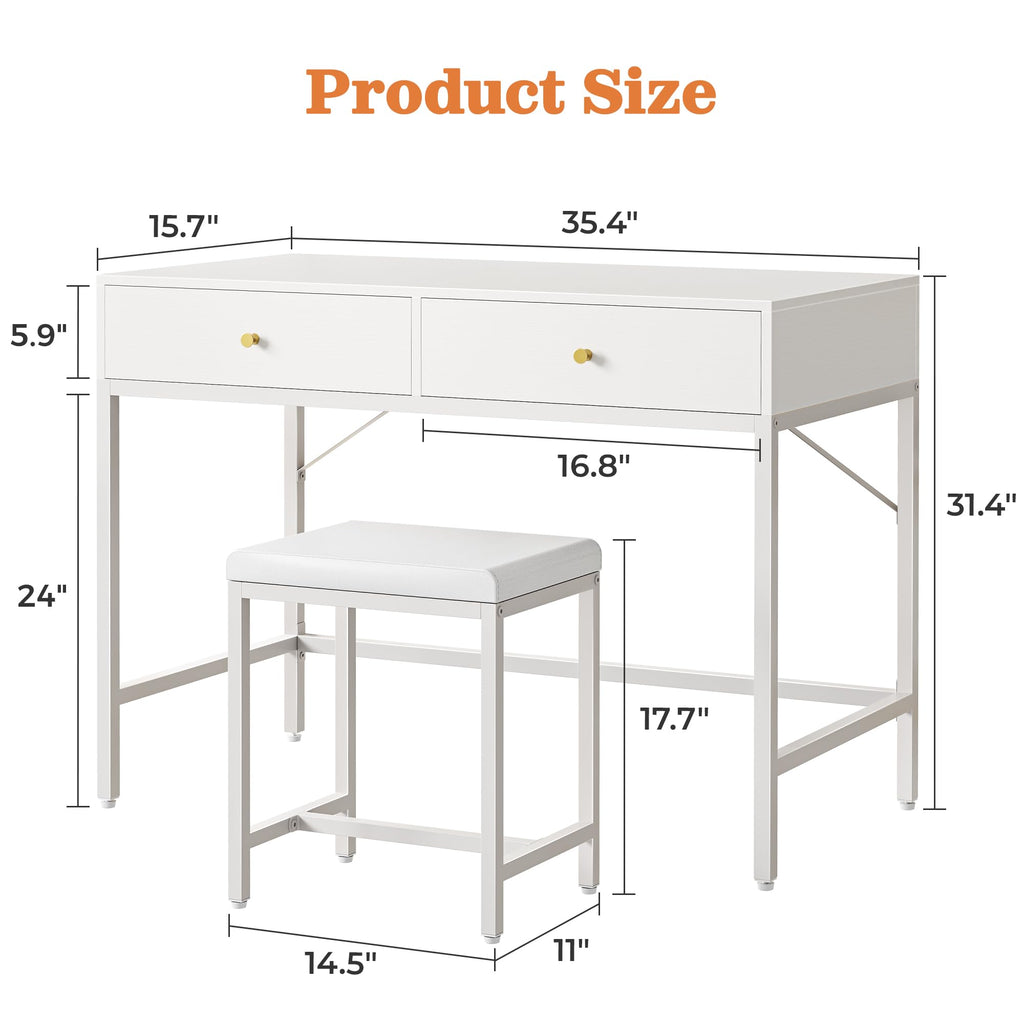 White Desk with 2 Drawers V1865