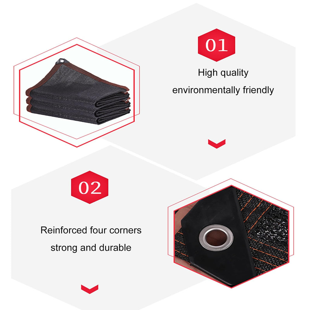 90% UV Resistant Black Shade Cloth with Grommets 5x9m D14356