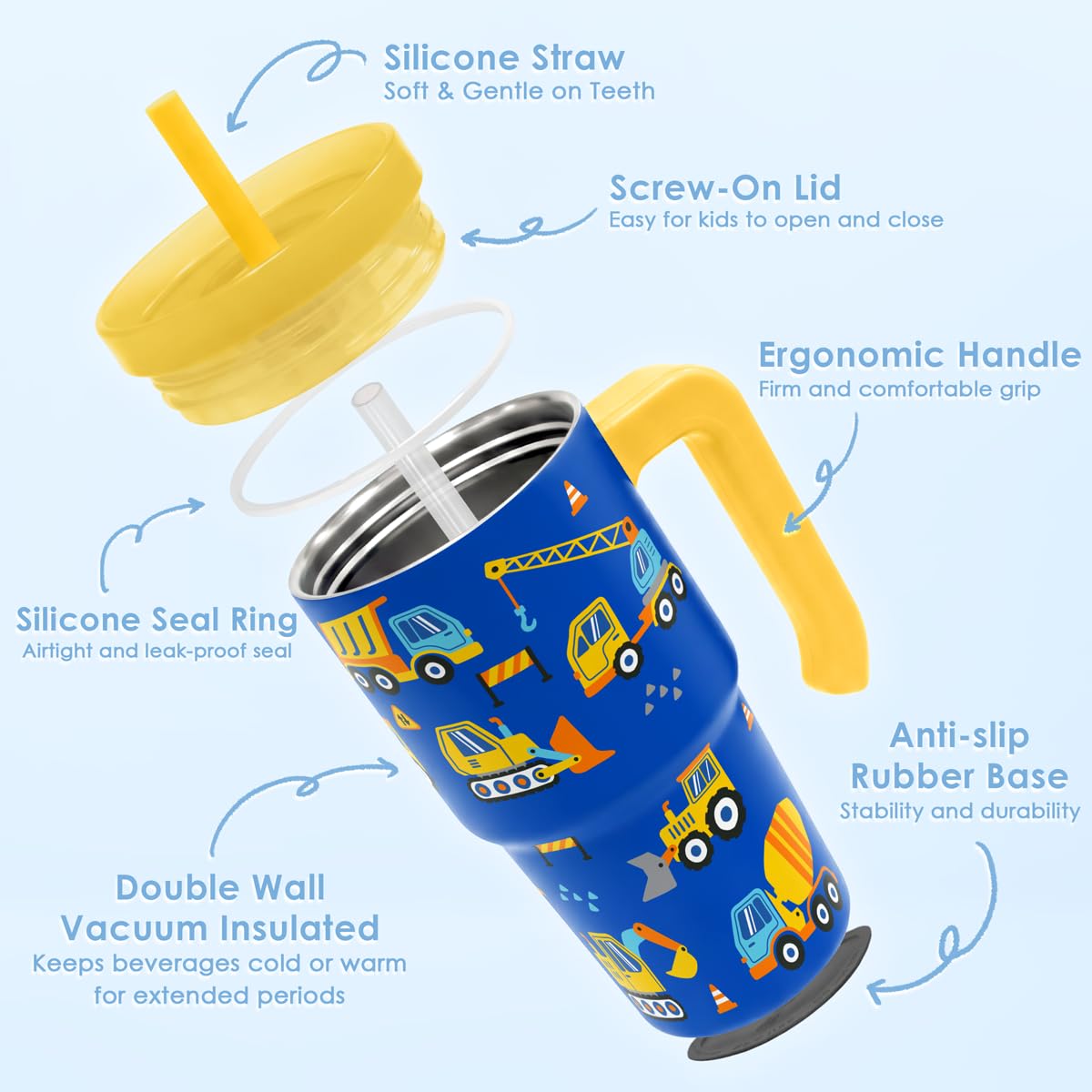 20oz Insulated Stainless Steel Tumbler with Handle and Straw Lid Z701555