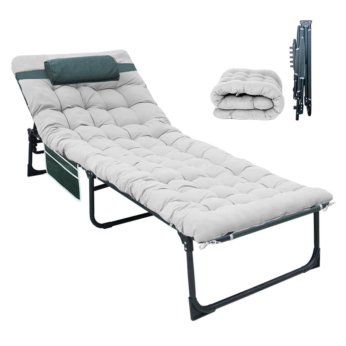 Folding Camping Cot with Mattress and Pillow W2594