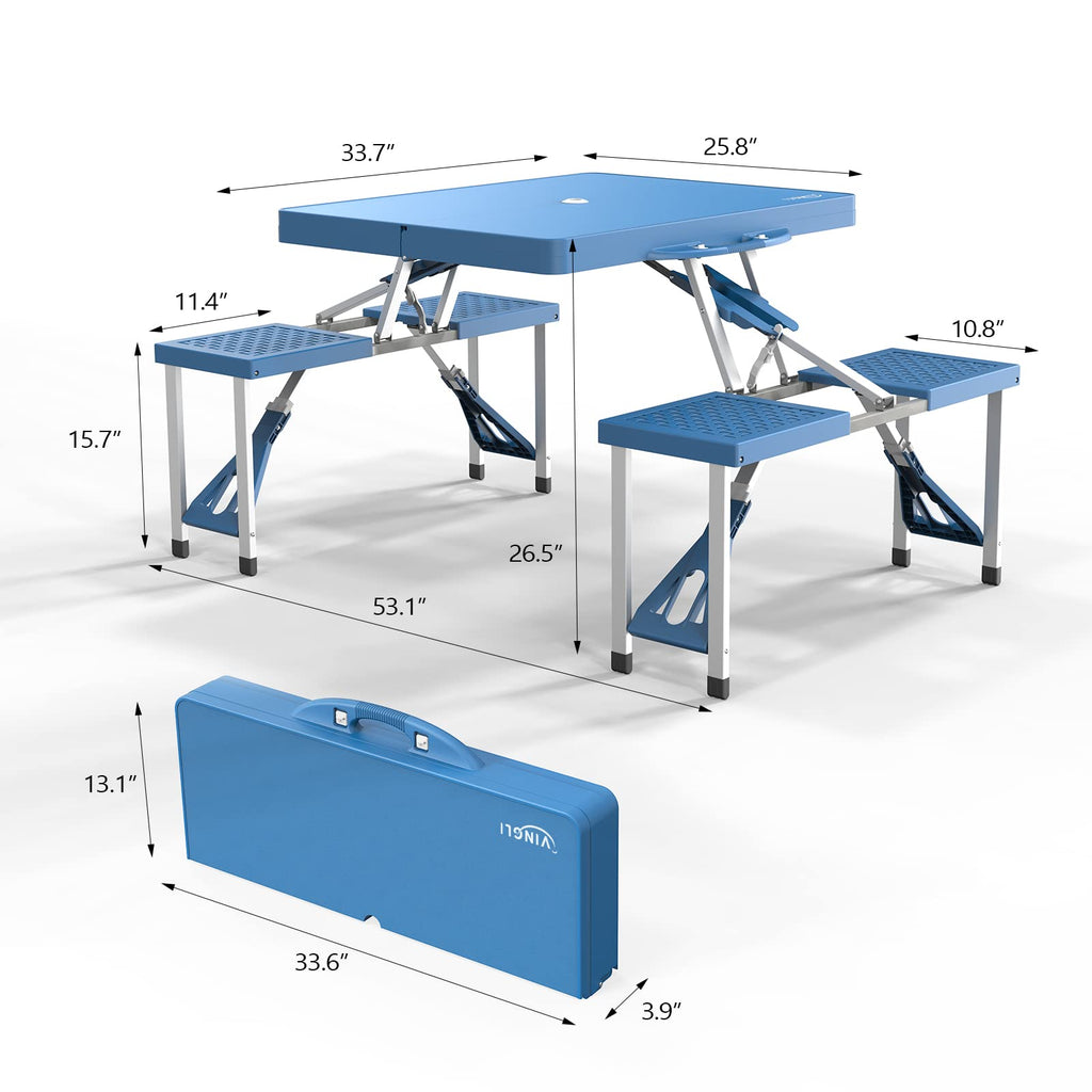 4 Ft Folding Picnic Table Set with 4 Seats D980030