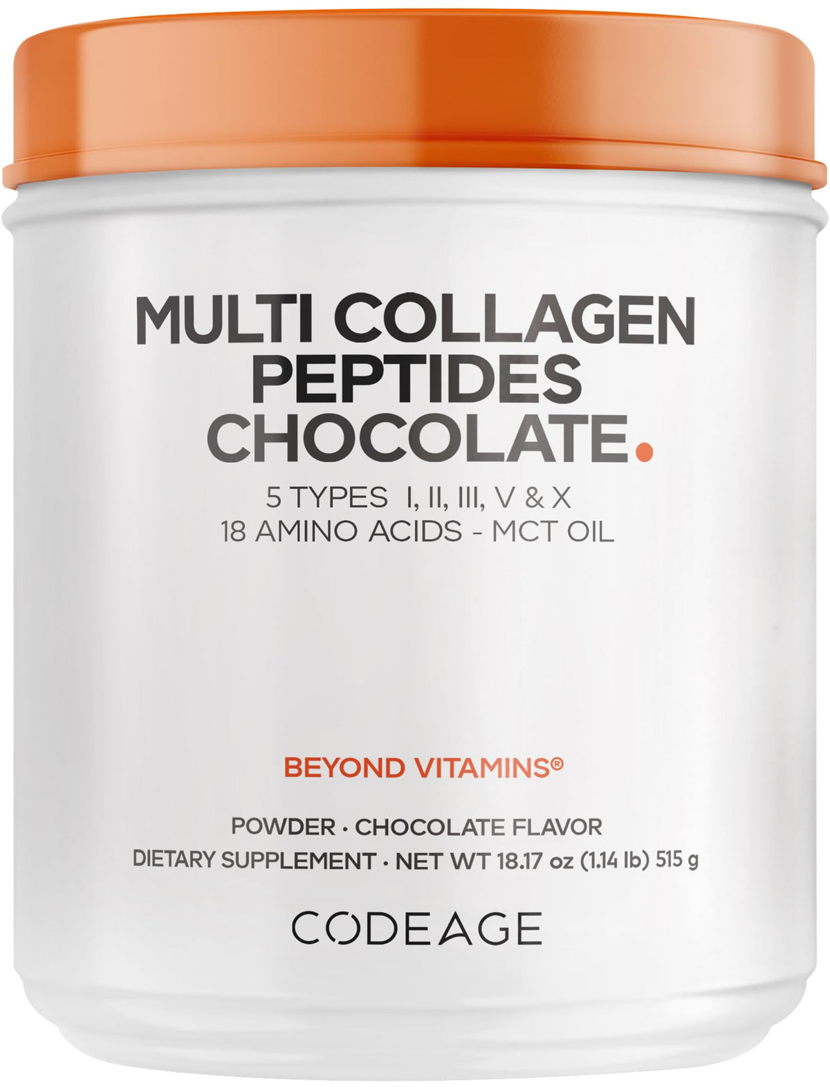 Multi Collagen Protein Powder, MCT Oil, Chocolate, 18 oz Y729