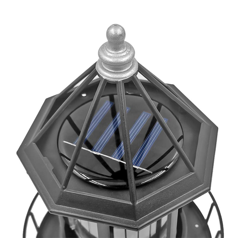 Black Solar LED Lighthouse Garden Decoration I364797