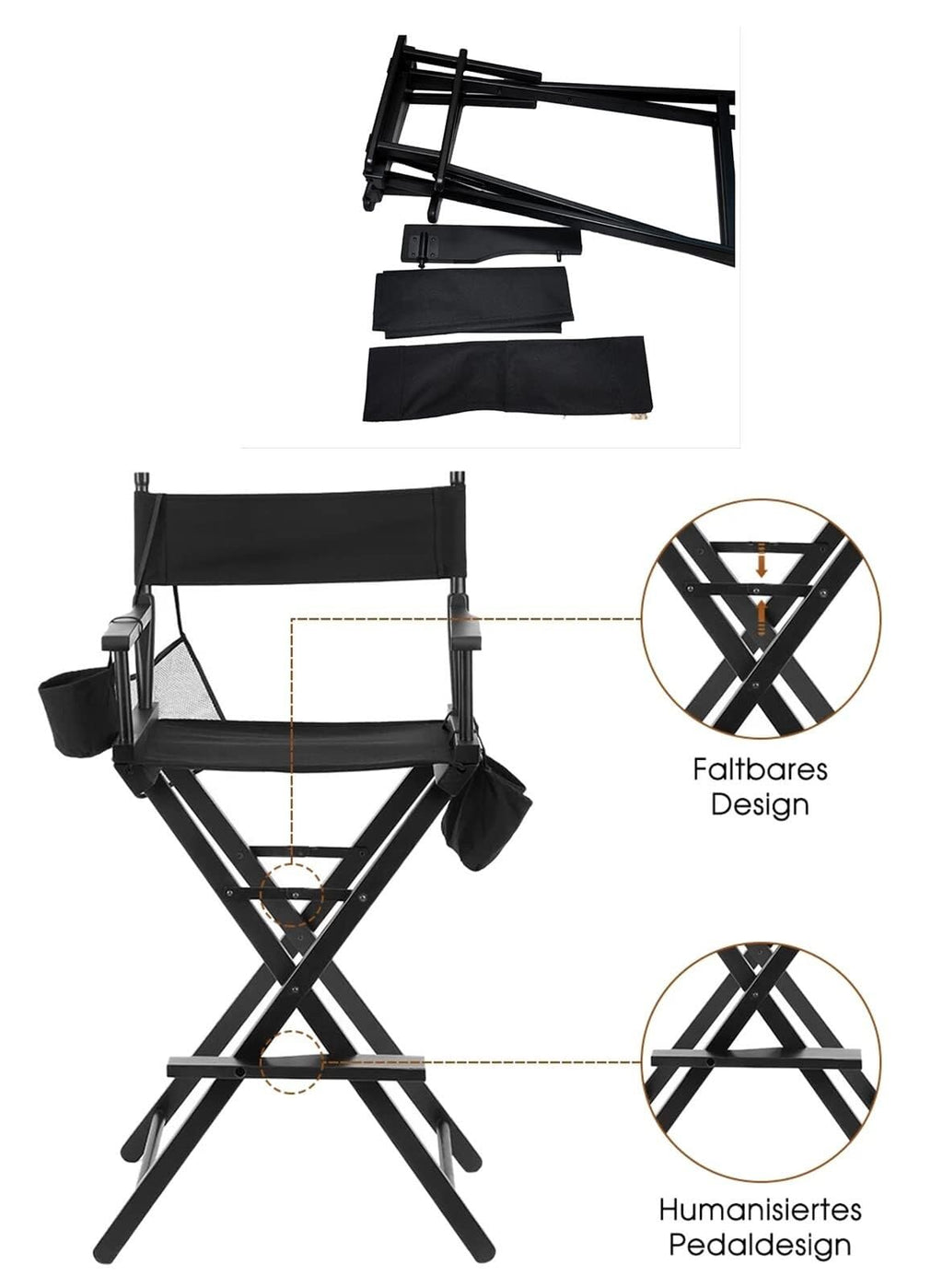 Foldable Directors Chair with Headrest Z8884