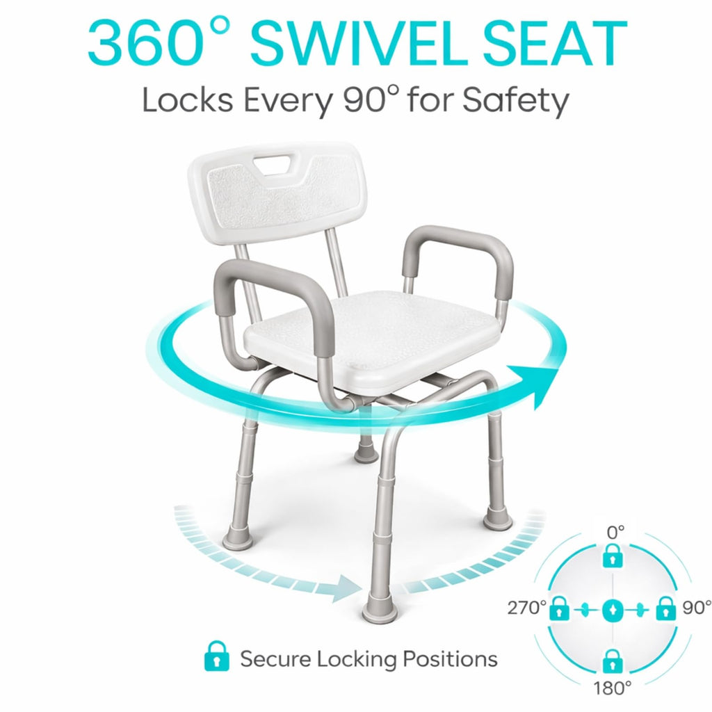 Swivel Shower Chair with Removable Back & Arms G477572