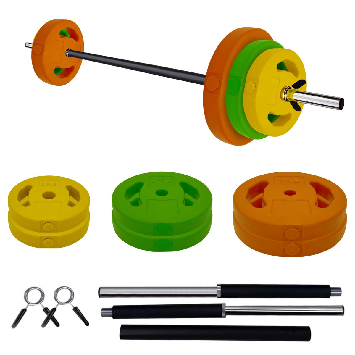 Adjustable Barbell Set, 40LB, Black, PU, Padded Grip T1336