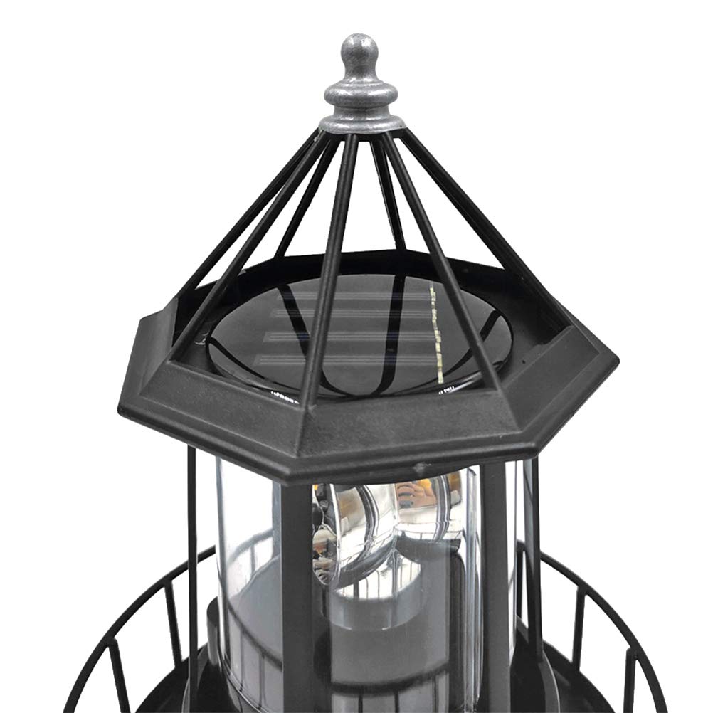 Black Solar LED Lighthouse Garden Decoration I364797