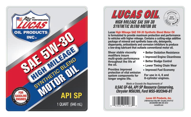 Synthetic Blend High Mileage 5w-30 Motor Oil 1 Quart G779