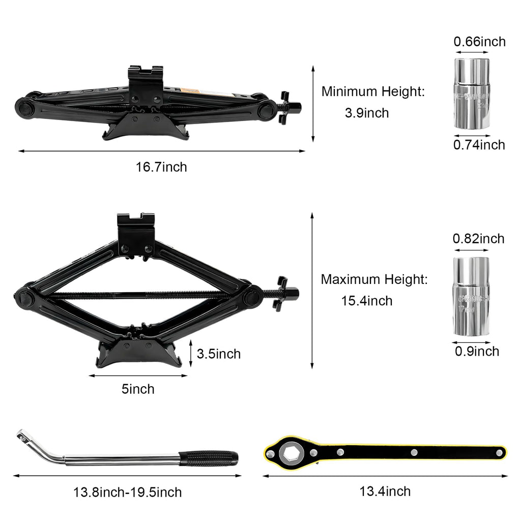 2 Ton Portable Scissor Jack with Lug Wrench V767167