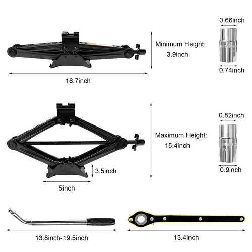 2 Ton Portable Scissor Jack with Lug Wrench V767167