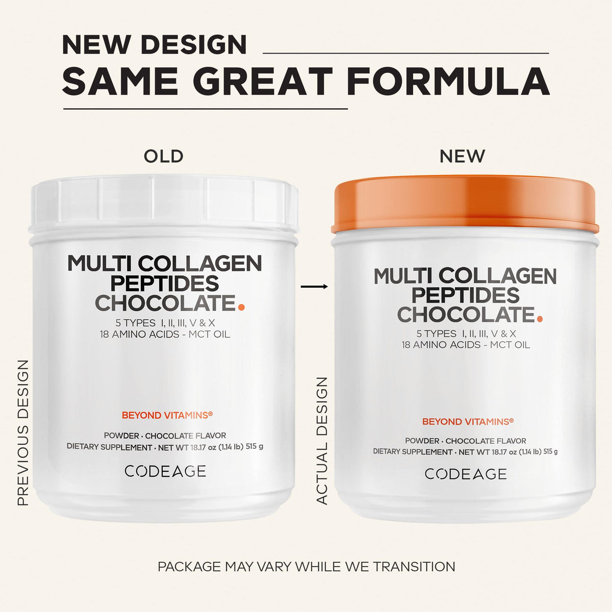 Multi Collagen Protein Powder, MCT Oil, Chocolate, 18 oz Y729