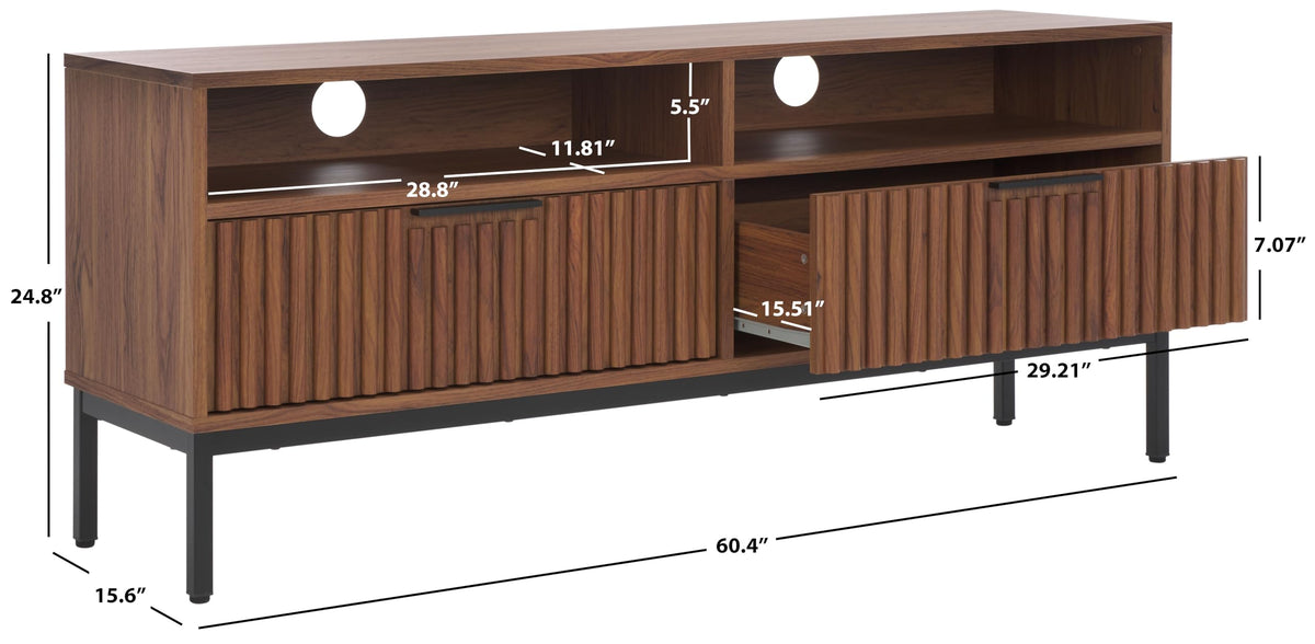 Walnut Brown Black 2 Drawer TV Stand J4513