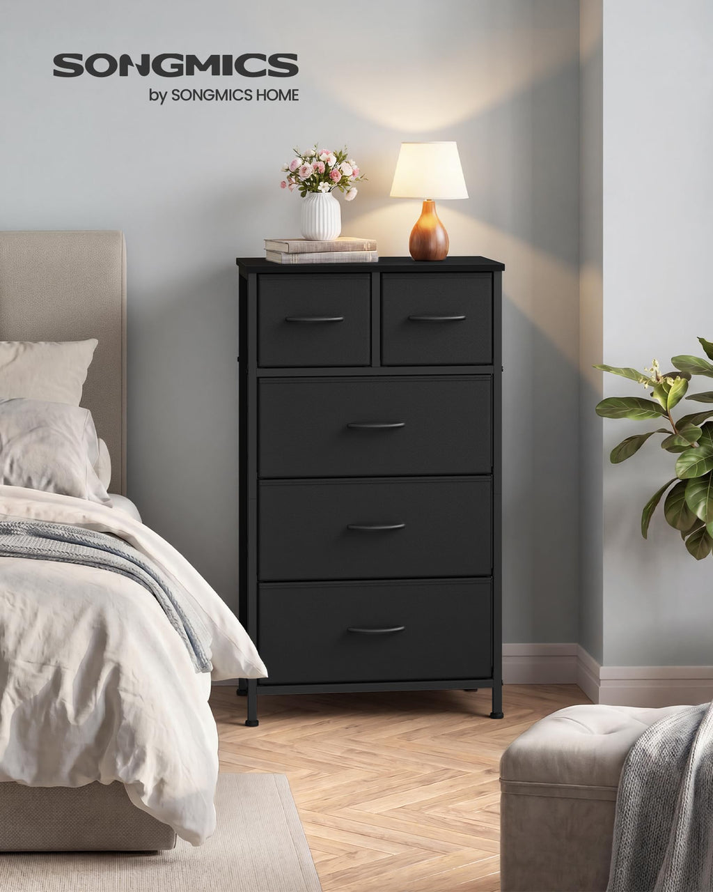 Tall Dresser with 5 Fabric Drawers O92864