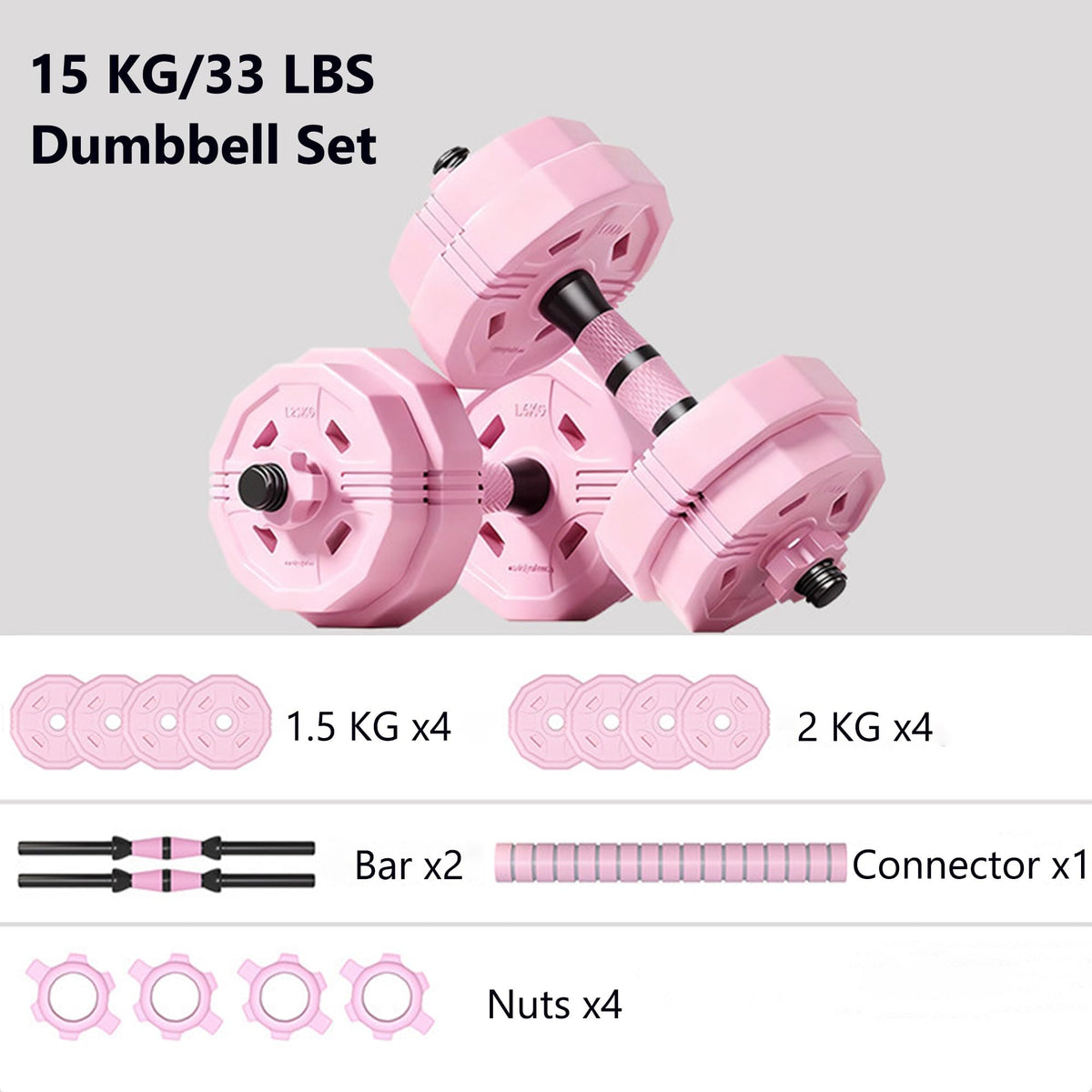 Adjustable Dumbbells Set 2 in 1 Free Weights Dumbbell Barbell Set H122