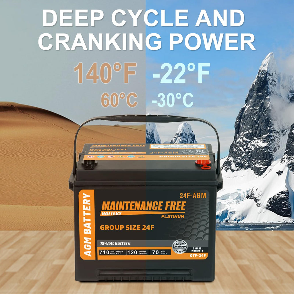 Group Size 24F AGM Automotive Battery 12V 70Ah 710 CCA G187