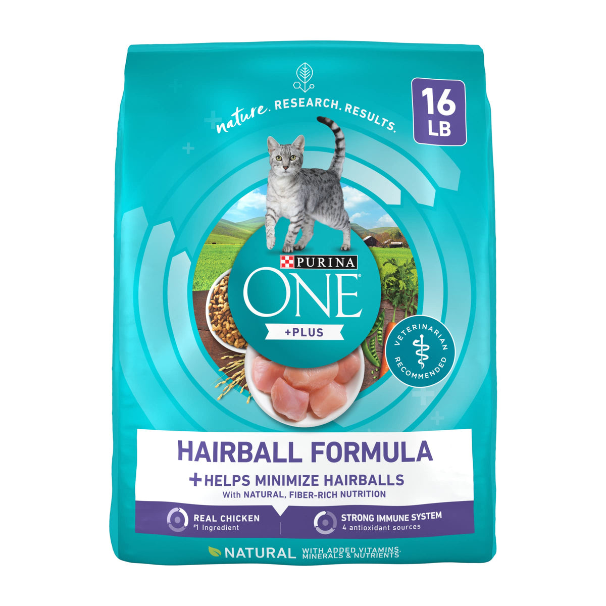 Natural Hairball Control Dry Cat Food, 16 lb Bag U126475
