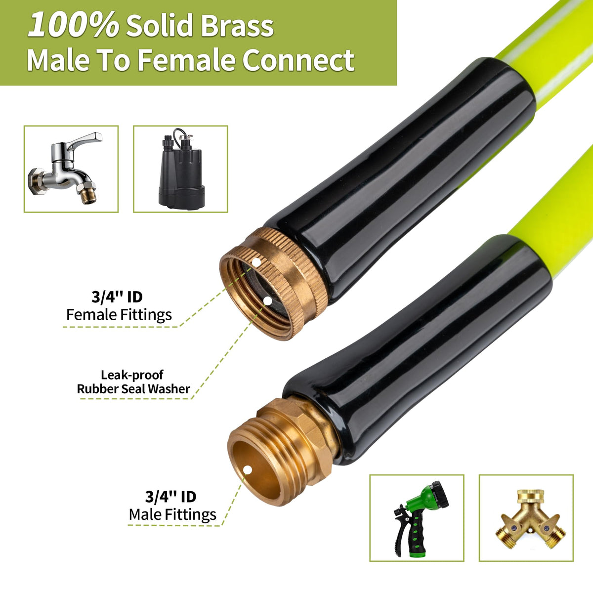 100FT x 5/8" Lightweight Hybrid Rubber Garden Hose F2329
