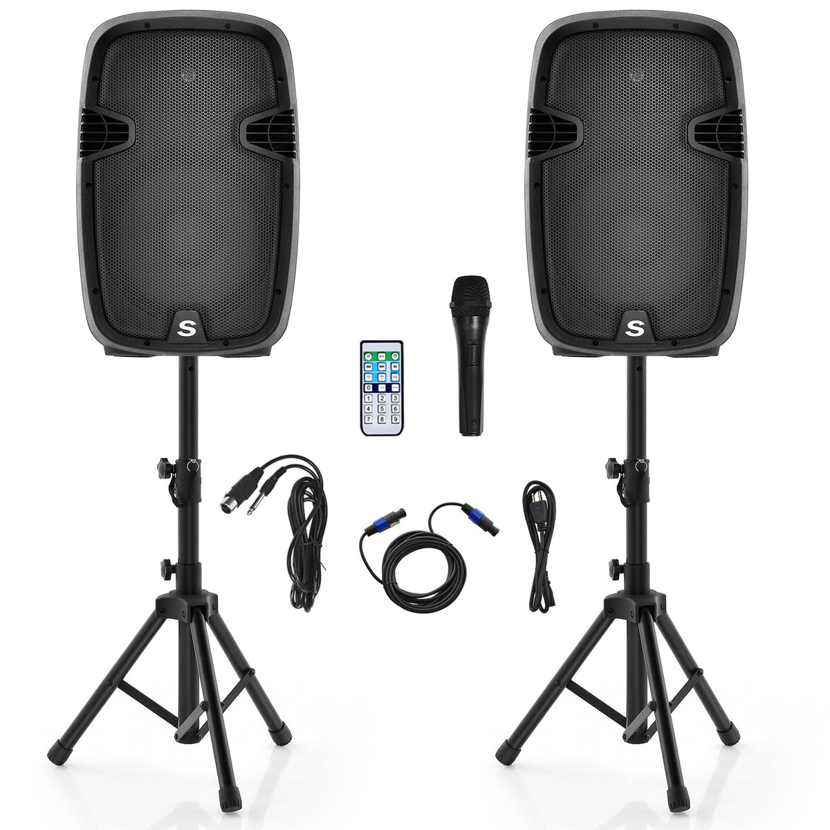 2000W 12" Portable Powered Speakers with Stands G563