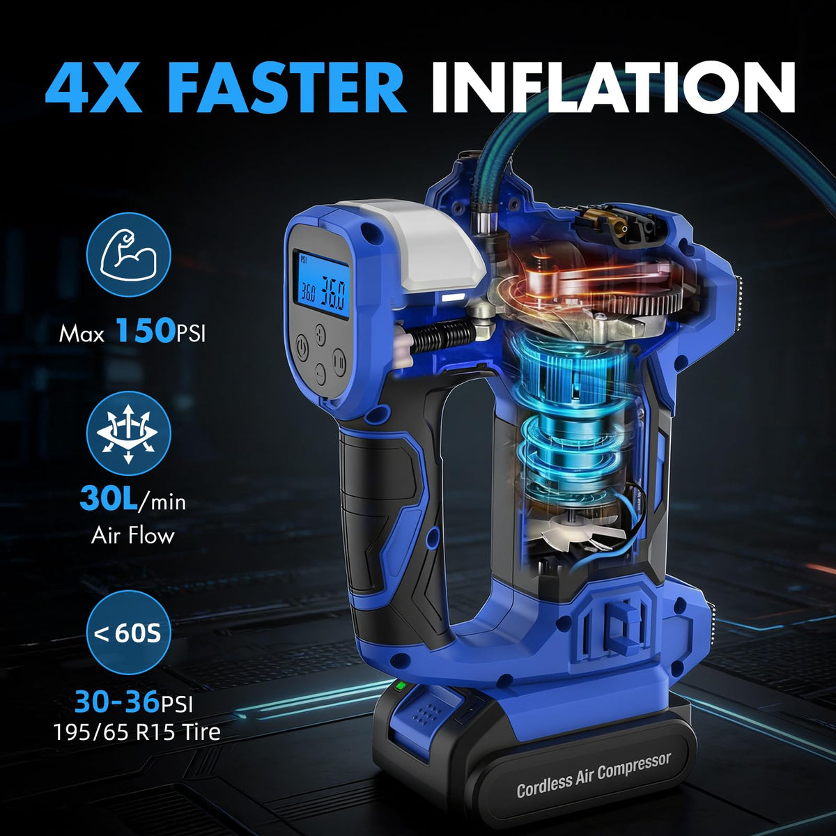 20V Cordless Portable Air Compressor 150PSI Q43778