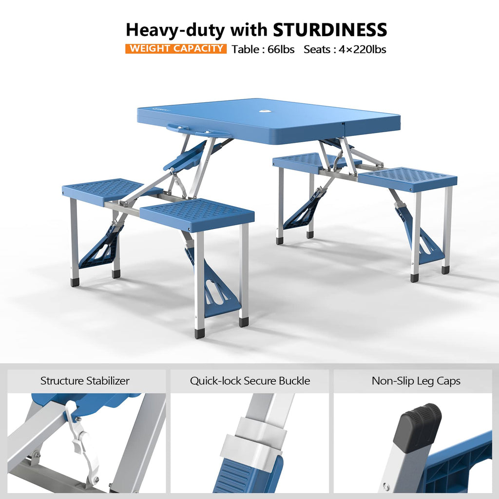 4 Ft Folding Picnic Table Set with 4 Seats D980030