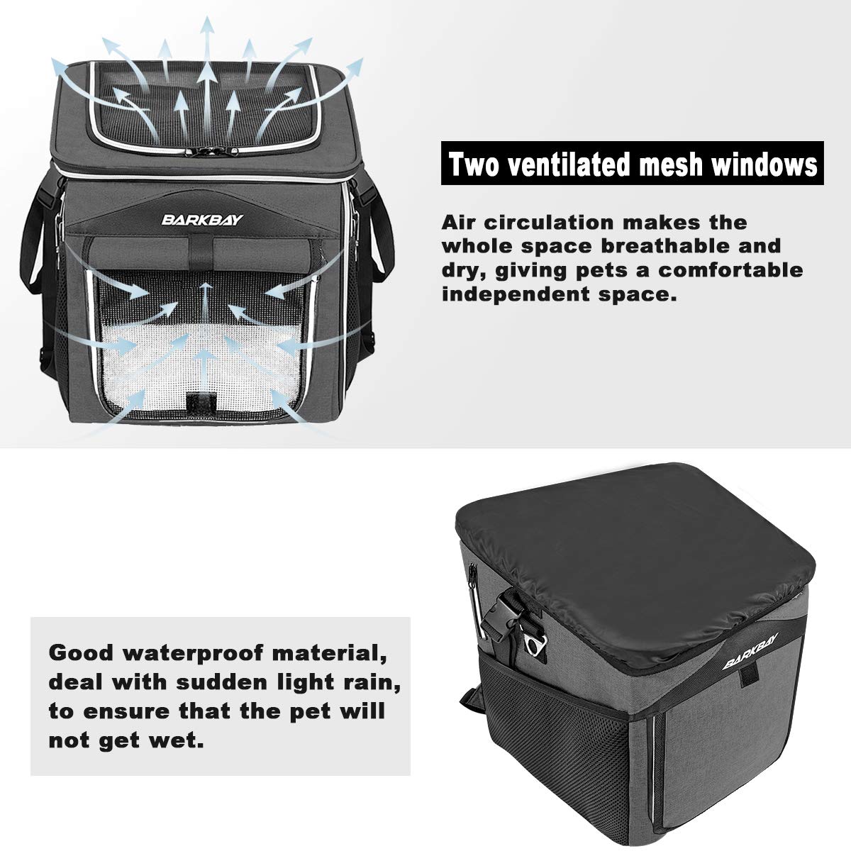 Foldable Soft-Sided Dog Bike Basket Carrier with 2 Open Doors E205429