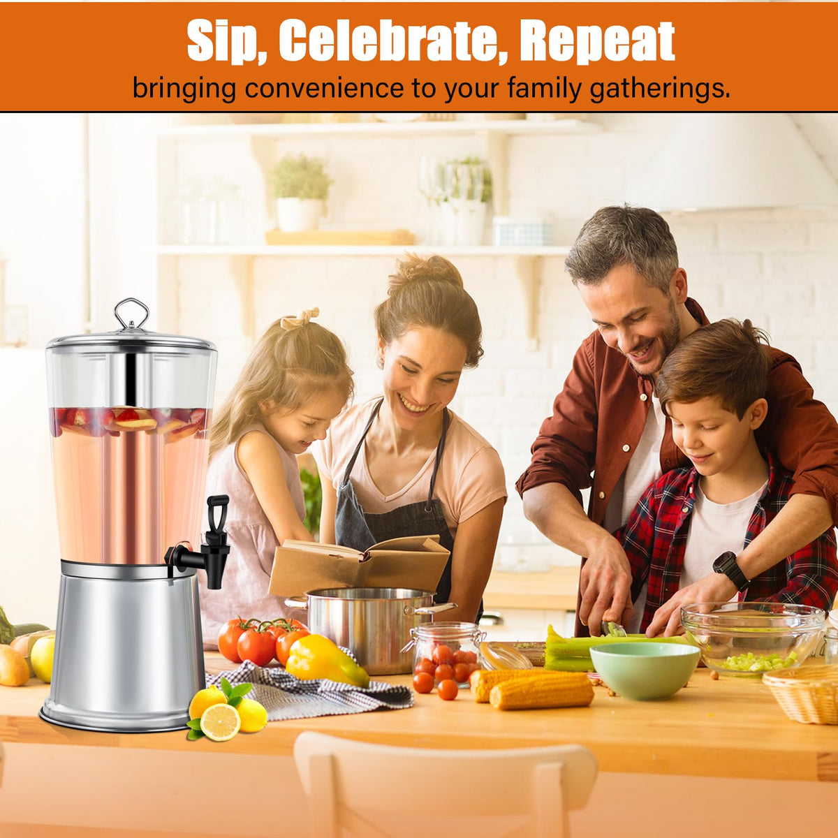 2 Gallons Stainless Steel Beverage Dispenser with Stand and Spigot O570466