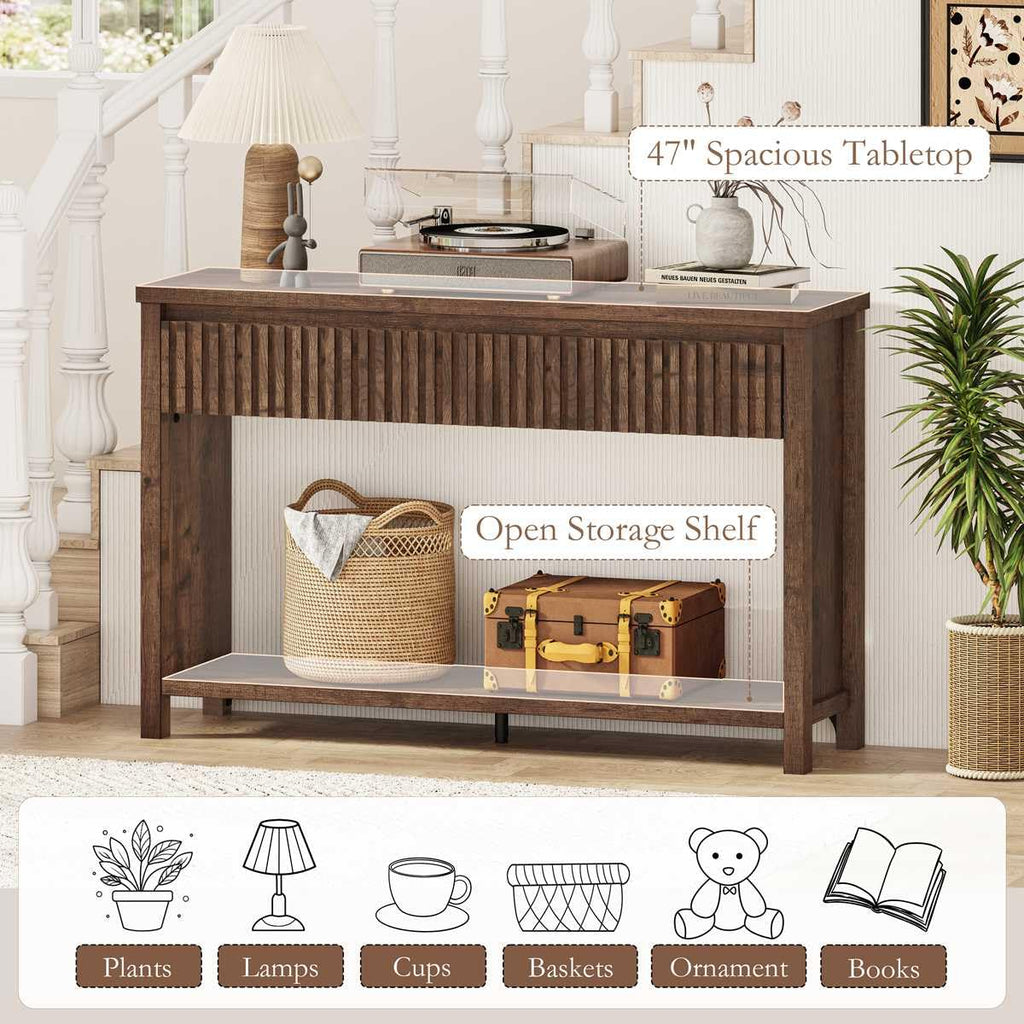 47" Fluted Console Table with Drawers Z894185