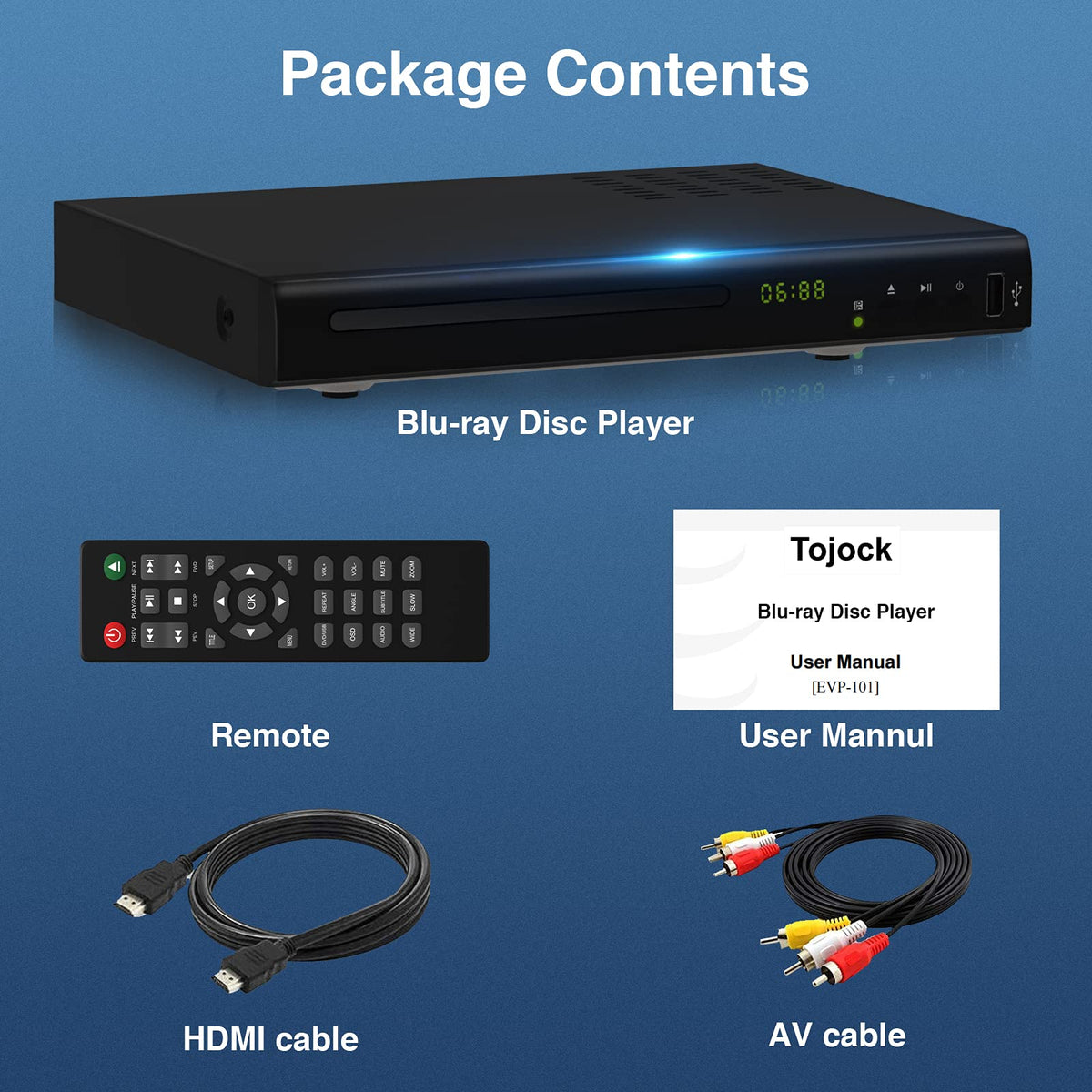 Blu Ray DVD Player 1080P Disc System with HDMI AV Cable T228823